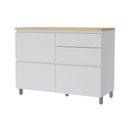Ver imagem 3 de Balcão 1 Porta Basculante 4 Gavetas 120cm 100% MDF Rainha Branco/Nature