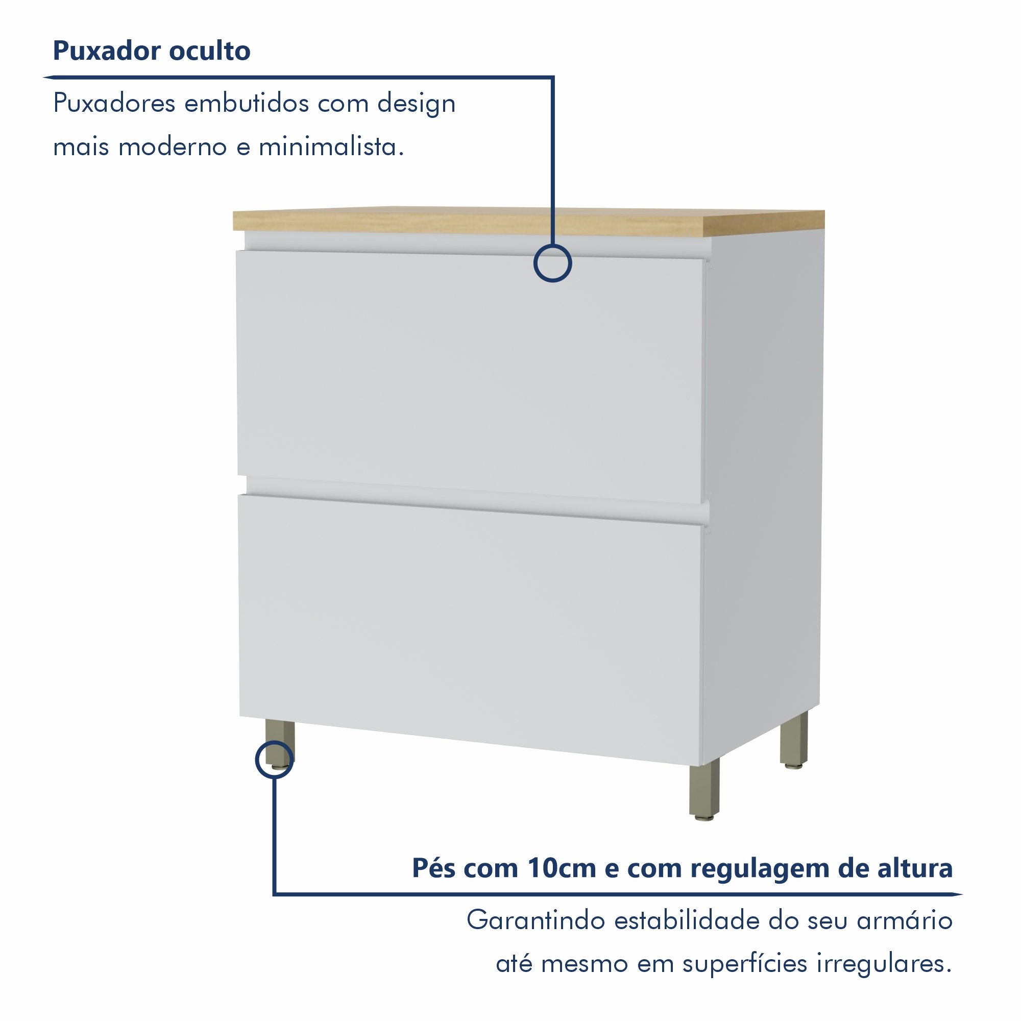 Balcão 1 Porta Basculante 1 Gaveta 80Cm  100% Mdf Rainha - 3