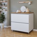 Ver imagem 1 de Balcão 1 Porta Basculante 1 Gaveta 80cm 100% MDF Rainha Branco/Nature