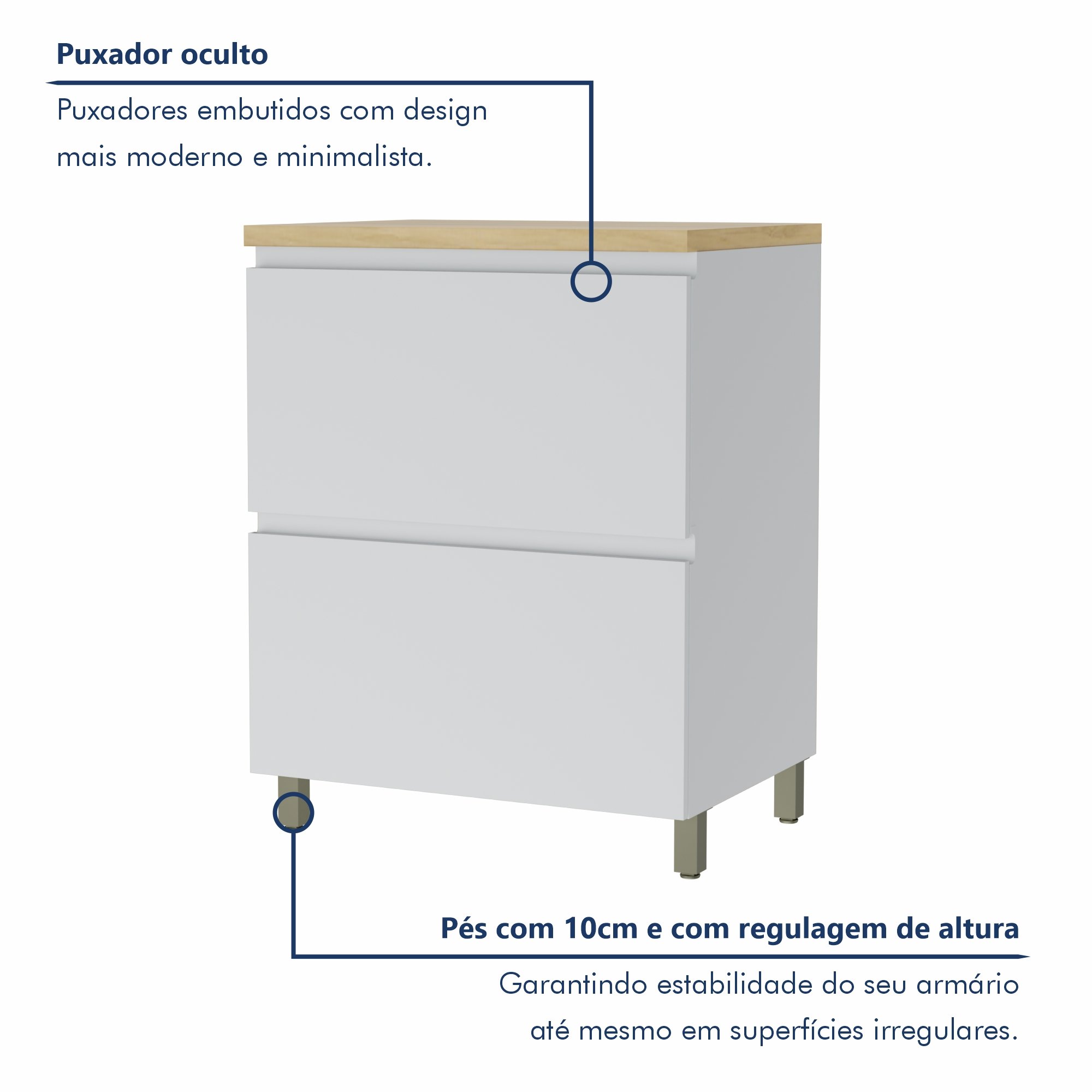 Balcão 1 Porta Basculante 1 Gaveta 70Cm  100% Mdf Rainha - 4