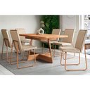 Ver imagem 1 de Conjunto: Mesa de Cozinha Átria 1592 Aço C/ Tampo Madeirado 160x90cm e 6 Cadeiras Lira Rose/freijo