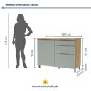 Ver imagem 4 de Balcão 1 Porta 3 Gavetas 120cm 100% MDF Marquesa Nature/Verde