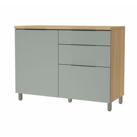 Balcão 1 Porta 3 Gavetas 120cm 100% MDF Marquesa Nature/Verde