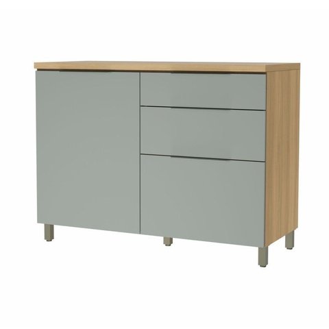 Balcão 1 Porta 3 Gavetas 120cm 100% MDF Marquesa Nature/Verde