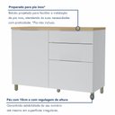 Ver imagem 3 de Balcão 1 Porta 3 Gavetas 120cm 100% MDF Marquesa Branco/Nature