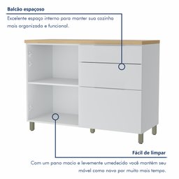 Balcão 1 Porta 3 Gavetas 120Cm  100% Mdf Marquesa - 3