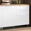 Ver imagem 2 de Balcão 1 Porta 3 Gavetas 120cm 100% MDF Marquesa Branco/Nature