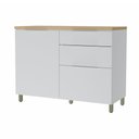 Ver imagem 1 de Balcão 1 Porta 3 Gavetas 120cm 100% MDF Marquesa Branco/Nature