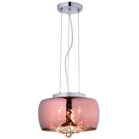 Lustre Pendente Luminaria Cobre e Cristal Legitimo K9 28cm