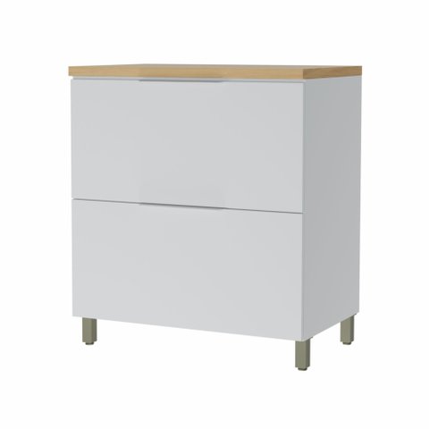 Balcão 1 Porta 1 Gaveta Marquesa 80cm 100% MDF Branco/Nature