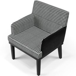 Poltrona Decorativa Base Tabaco Beatriz W01 Suede Pied Poule Couríssimo Preto - Lyam Decor - 6