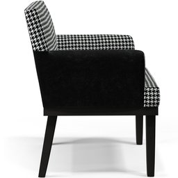 Poltrona Decorativa Base Tabaco Beatriz W01 Suede Pied Poule Couríssimo Preto - Lyam Decor - 5