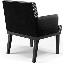 Poltrona Decorativa Base Tabaco Beatriz W01 Suede Pied Poule Couríssimo Preto - Lyam Decor - 7