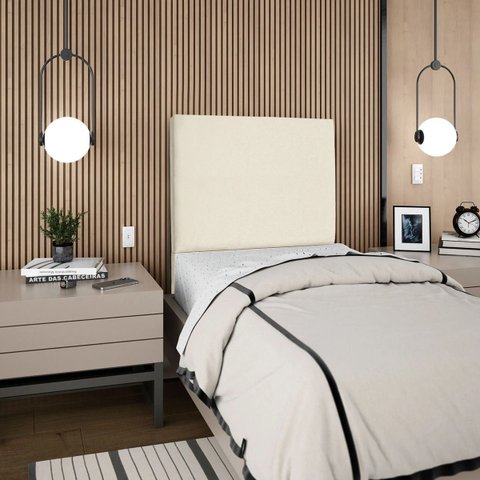 Cabeceira Cama Box Organica Solteiro 90cm Luna Suede C/frame Bege