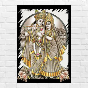 Placa Decorativa MDF Krishna E Radha Tamanho 20x27cm modelo 3