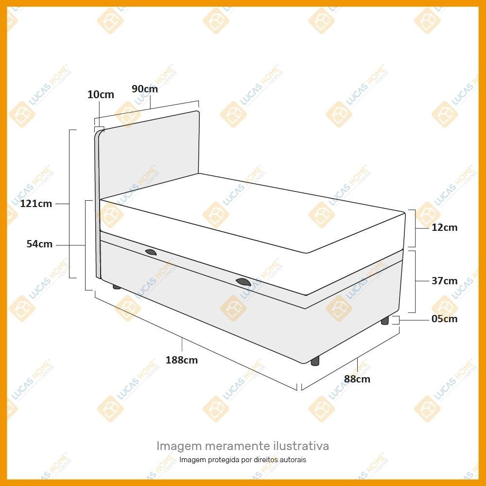Cama Box Baú + Cabeceira Cassis e Colchão Solteiro - Prorelax - Violeta - 88x188x54cm Marrom - 3