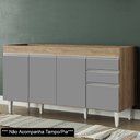 Ver imagem 2 de Balcão Gabinete Para Pia 150cm sem Tampo 4 Portas 2 Gavetas Marrocos Castanho/Cinza - Lumil