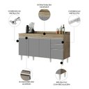 Ver imagem 4 de Balcão Gabinete para Pia 150cm sem Tampo 4 Portas 2 Gavetas Marrocos Castanho/Cinza - Lumil