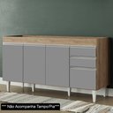 Ver imagem 1 de Balcão Gabinete para Pia 150cm sem Tampo 4 Portas 2 Gavetas Marrocos Castanho/Cinza - Lumil