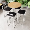 Ver imagem 1 de Conjunto Mesa Alta Bistrô Redonda Pinus 4 Cadeiras Estofado Industrial White Don Castro