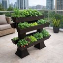 Ver imagem 4 de Kit 5 Vaso Planta Horta Grande Jardineira 1m Floreira com Suporte Polietileno