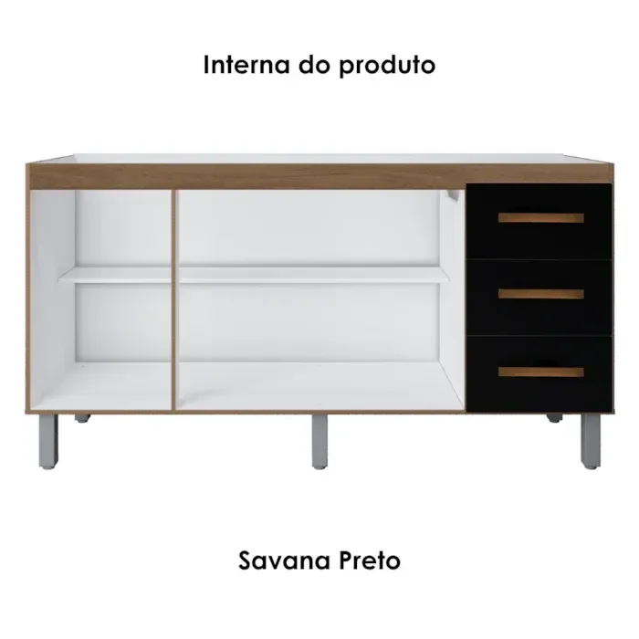 Ver imagem 5 de Balcao para Pia 3p 3g 160 Cm Emily Savana Preto Mobbs