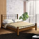 Ver imagem 1 de Cama de Casal Aço Mdf Madeira Reforçada Canela Rústico Preto Reina Shop Jm