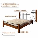 Ver imagem 3 de Cama de Casal Aço Mdf Madeira Reforçada Canela Rústico Preto Reina Shop Jm