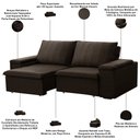 Ver imagem 3 de Sofá 3 Lugares Retrátil Reclinável para Sala 205cm Malfati F04 Veludo Marrom Escuro - Lyam Decor