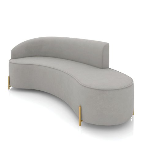 Sofá 4 Lugares Orgânico 220cm Pé Dourado Morgan Suede Cinza D03 - D’Rossi