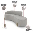 Ver imagem 3 de Sofá 4 Lugares Orgânico 220cm Pé Dourado Morgan Suede Cinza D03 - D’Rossi