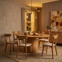 Ver imagem 1 de Conjunto Sala de Jantar Mesa Oval Genebra 140cm e 6 Cadeiras Rafa Nozes/ Off White