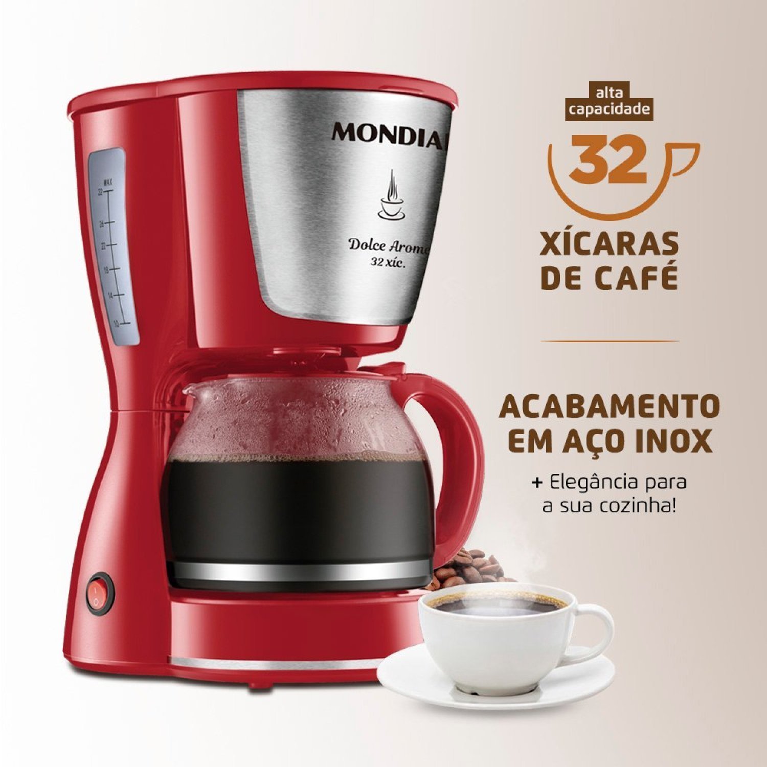 Cafeteira Elétrica Dolce Arome 800w 220v C-32-32x-r Mondial - 4