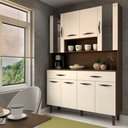 Ver imagem 1 de Armário de Cozinha Kit 8 Portas 2 Gavetas com Vidro Nogueira/off White - Panorama Móveis