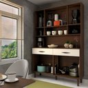 Ver imagem 2 de Armário de Cozinha Kit 8 Portas 2 Gavetas com Vidro Nogueira/off White - Panorama Móveis