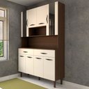 Ver imagem 6 de Armário de Cozinha Kit 8 Portas 2 Gavetas com Vidro Nogueira/off White - Panorama Móveis