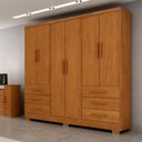Ver imagem 4 de Guarda Roupa Casal Berlim 6 Portas 6 Gavetas Cinamomo com Pés - Novo Horizonte