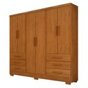 Ver imagem 1 de Guarda Roupa Casal Berlim 6 Portas 6 Gavetas Cinamomo com Pés - Novo Horizonte
