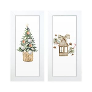 Dupla de Quadros Decorativos Árvore de Natal