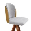 Ver imagem 3 de Banqueta Giratória Estofada com Encosto e Base em Madeira Castanho – Ayala Exclusiva Linho Lincoln C