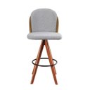 Ver imagem 2 de Banqueta Giratória Estofada com Encosto e Base em Madeira Castanho – Ayala Exclusiva Linho Lincoln C