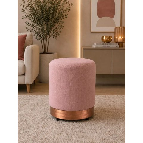 Puff Rodapé Rose Gold, Cor Rosa Linho - Let Móveis
