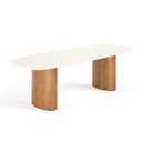 Ver imagem 1 de Mesa de Jantar Orgânica Tivoli 270cm X 110cm 10 Lugares Lamina Cinamomo Off White Vidro