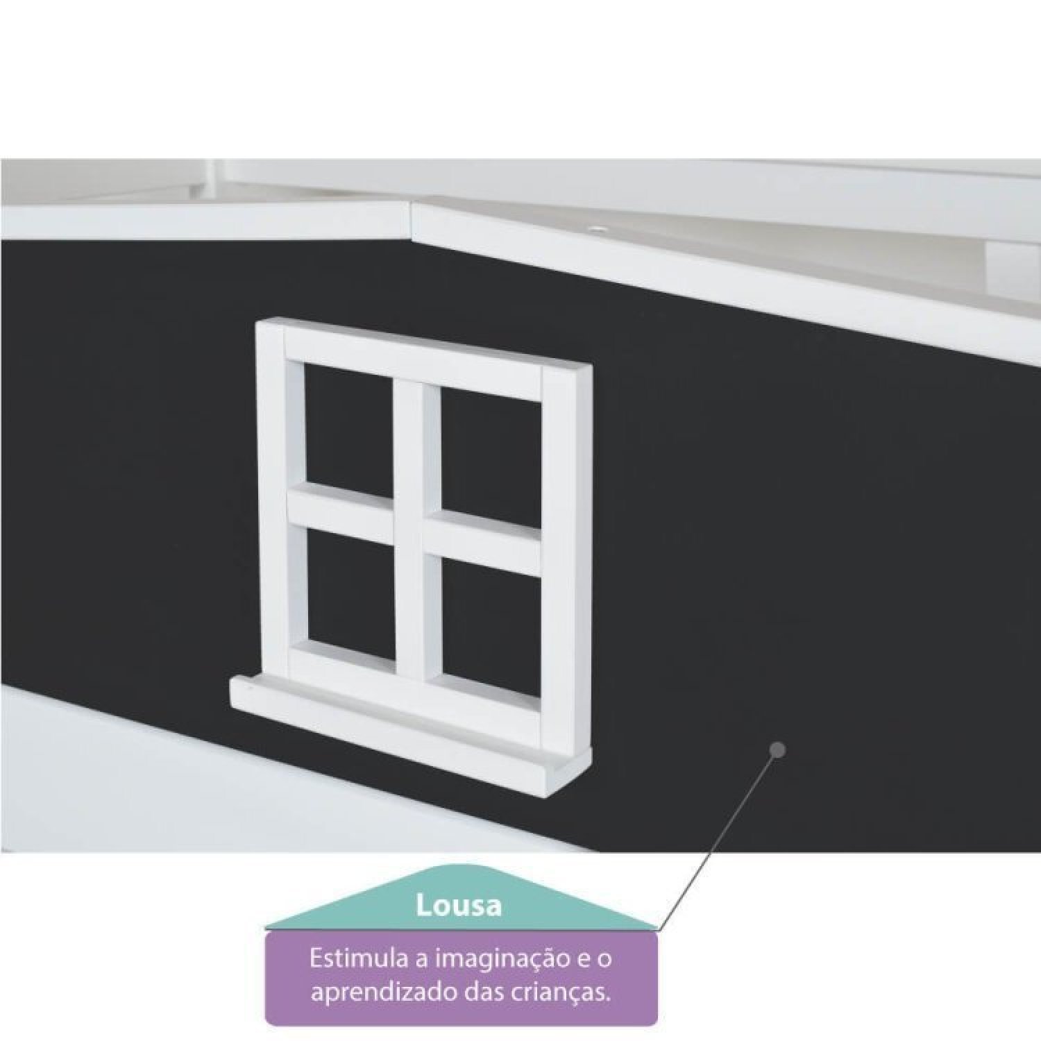 Cama Infantil Lousa Divertida com Escorregador e Cabana Casatema - 5