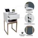 Ver imagem 3 de Kit 2 Mesas de Cabeceira Estilo Industrial Eco Branca 30cm com Pés Ferro Dourado 1 Gaveta e Nicho