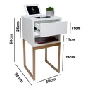 Ver imagem 2 de Kit 2 Mesas de Cabeceira Estilo Industrial Eco Branca 30cm com Pés Ferro Dourado 1 Gaveta e Nicho