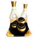 Ver imagem 1 de Jogo de Vasos Par Furados e Prato 3 esferas Cerâmica Fosca - White Black