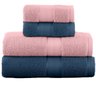 Jogo de Toalha - Fio Penteado - Duomo - 4 Peças - 100% Algodão - Teka Cor: Marinho / Rosa - 1