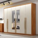Ver imagem 4 de Guarda Roupa Casal Livorno Plus 6 Portas 8 Gavetas com Espelho Cinamomo Fendi - Novo Horizonte