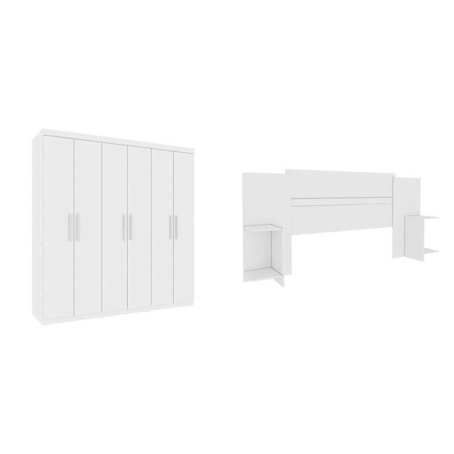 Quarto Casal com Roupeiro 6 Portas Olimpo e Painel Cabeceira  - 2
